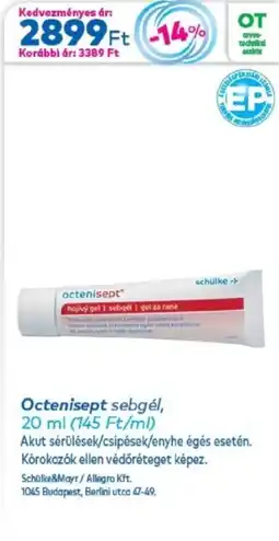 Gyöngy Patikák Octenisept sebgél ajánlat