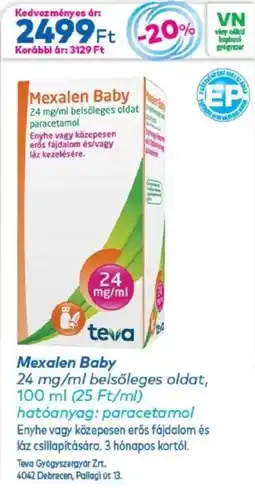 Gyöngy Patikák Mexalen Baby belsőleges oldat ajánlat