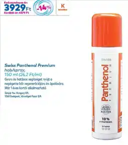 Gyöngy Patikák Swiss Panthenol Premium ajánlat