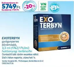 Gyöngy Patikák EXOTERBYN gyógyszeres körömlakk ajánlat