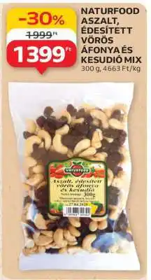 Auchan NATURFOOD ASZALT, ÉDESÍTETT VÖRÖS ÁFONYA ÉS KESUDIÓ MIX ajánlat