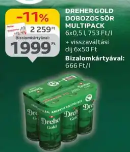 Auchan Dreher Gold dobozos sör multipack ajánlat