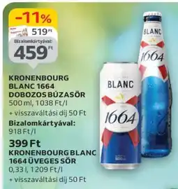 Auchan KRONENBOURG BLANC 1664 DOBOZOS BÚZASÖR ajánlat