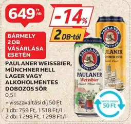 Auchan Paulaner Weissbier, Münchner Hell Lager vagy alkoholmentes dobozos sör ajánlat