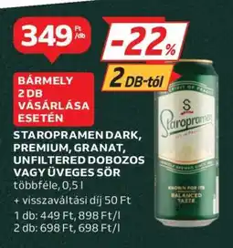 Auchan Staropramen Dark, Premium, Granat, Unfiltered ajánlat