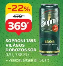 Auchan Soproni 1895 Világos Dobozos Sör ajánlat