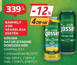 Auchan Gösser Natur Zitrone Dobozos Sör ajánlat