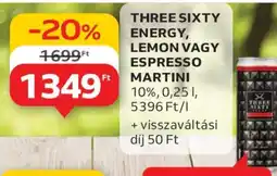 Auchan THREE SIXTY ENERGY, LEMON VAGY ESPRESSO MARTINI ajánlat