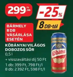 Auchan Kőbányai Világos Dobozos Sör ajánlat