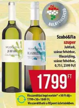 Coop Szabó&Fia Juhfark, Olaszrizling ajánlat