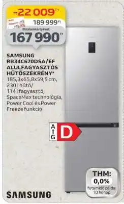 Auchan Samsung RB34C670DSA/EF Alulfagyasztós Hűtőszekrény ajánlat