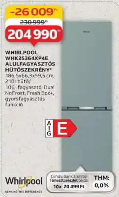 Auchan WHIRLPOOL WHK25364XP4E ALULFAGYASZTÓS HŰTŐSZEKRÉNY ajánlat