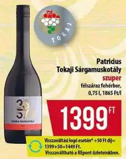 Coop Patridius Tokaji Sárgamuskotály ajánlat