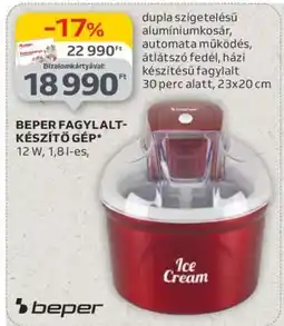 Auchan BEPER FAGYLALT-KÉSZÍTŐ GÉP ajánlat