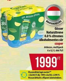 Coop Gösser Naturzitron 0.0% alkoholmentes sör ajánlat