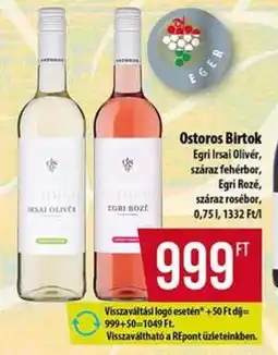 Coop Ostoros Birtok Egri Irsai Olivér, Egri Rozé ajánlat