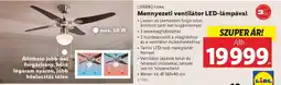 Lidl LIVARNO HOME Mennyezeti ventilátor LED-lámpával ajánlat