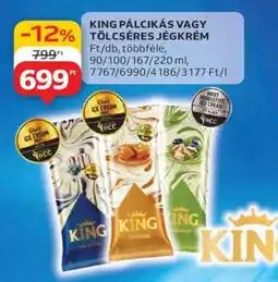 Auchan KING PÁLCIKÁS VAGY TÖLCSÉRES JÉGKRÉM ajánlat