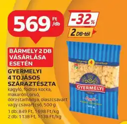 Gyermelyi 4 tojásos száraztészta