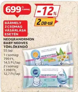 Auchan NEOGRANORMON BABY NEDVES TÖRLŐKENDŐ ajánlat