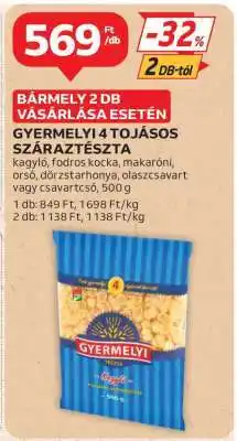 Auchan Gyermelyi 4 tojásos száraztészta ajánlat