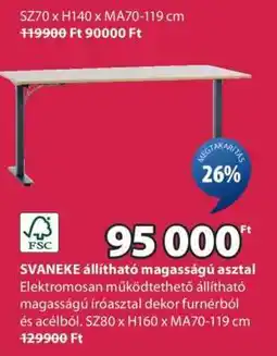 JYSK SVANEKE állítható magasságú asztal ajánlat