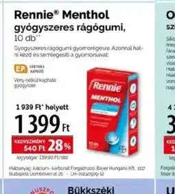 Pingvin Patika Rennie Menthol gygyszeres rággumi ajánlat