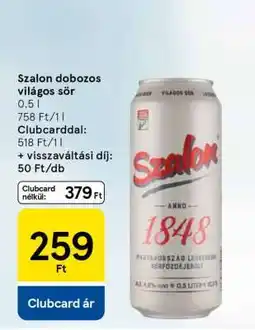 Tesco Szalon dobozos világos sör ajánlat