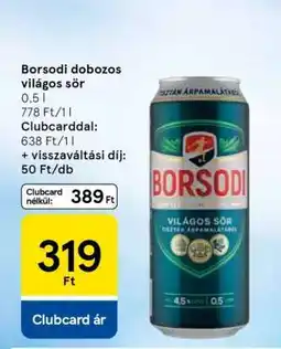 Tesco Borsodi dobozos világos sör ajánlat