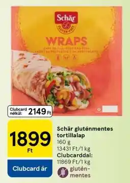 Tesco Schär gluténmentes tortillalap ajánlat