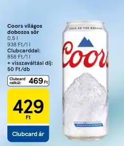 Tesco Coors világos dobozos sör ajánlat