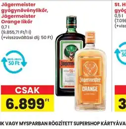 Spar J ORANGEgermeister gygynövénylikőr, J ORANGEgermeister Orange likőr ajánlat