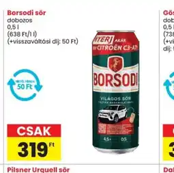 Spar Borsodi sör dobozos ajánlat