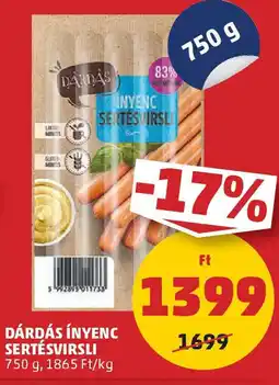 PENNY Dárdás ínyenc sertésvirsli ajánlat