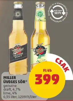 PENNY Miller üveges sör ajánlat