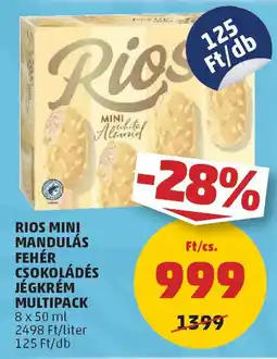 PENNY Rios Mini Mandulás fehér csokoládés jégkrém multipack ajánlat