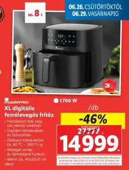 Lidl Masterpro XL digitális forrólevegős fritőz ajánlat