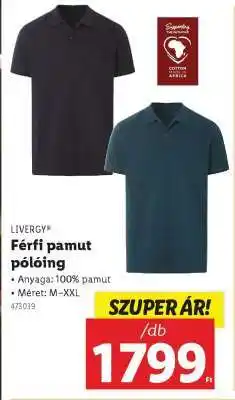 Lidl LIVERGY Férfi pamut pólóing ajánlat