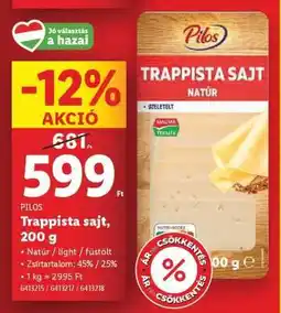 Lidl Pilos Trappista sajt, 200 g ajánlat