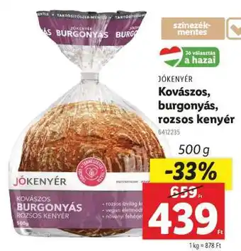Lidl JÓKENYÉR Kovászos, burgonyás, rozsos kenyér ajánlat