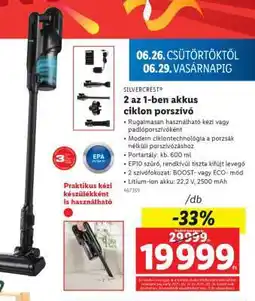 Lidl SILVERCREST 2 az 1-ben akkus ciklon porszívó ajánlat