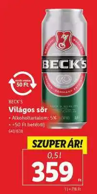 Lidl BECK'S Világos sör ajánlat