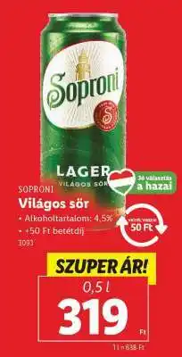 Lidl SOPRONI Világos sör ajánlat