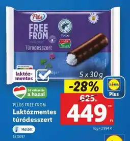 Lidl PILOS FREE FROM Laktózmentes túródesszert ajánlat