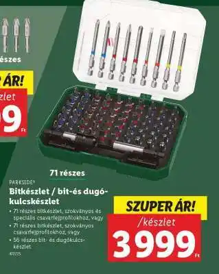 Lidl PARKSIDE Bitkészlet / bit-és dugókulcskészlet ajánlat