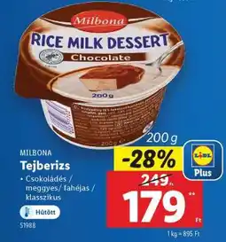 Lidl MILBONA Tejberizs ajánlat
