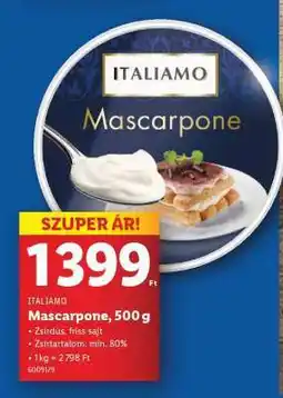 Lidl ITALIAMO Mascarpone, 500g ajánlat