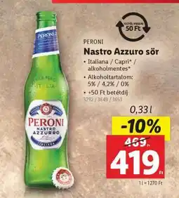 Lidl PERONI Nastro Azzuro sör ajánlat
