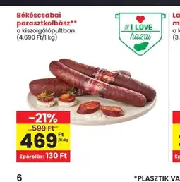 Spar Békéscsabai parasztkolbász ajánlat