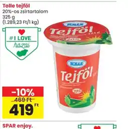 Spar Tolle tejföl ajánlat